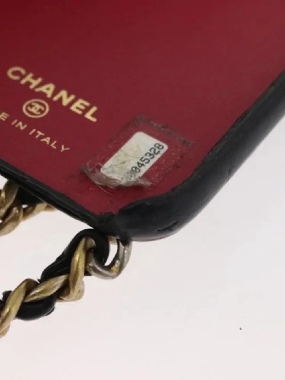 CHANEL Matelasse Chain iPhone Case Bag Lamb Skin Black Gold CC Auth BA12149A